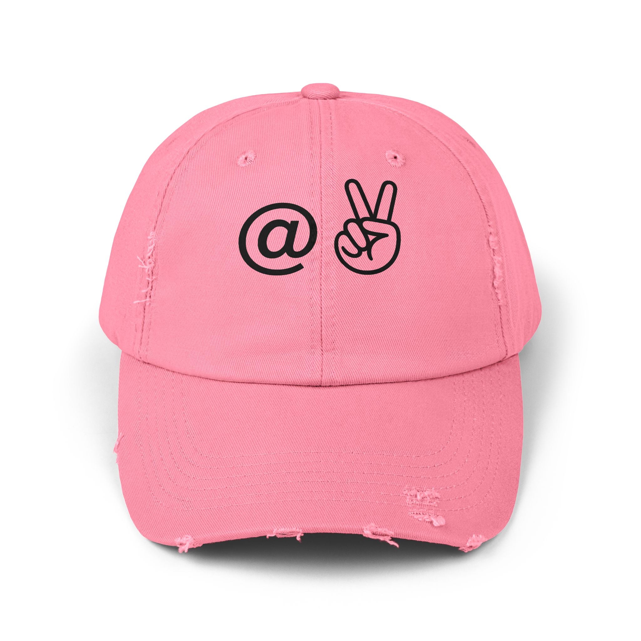 Distressed Embroidered "@ Peace" Cap