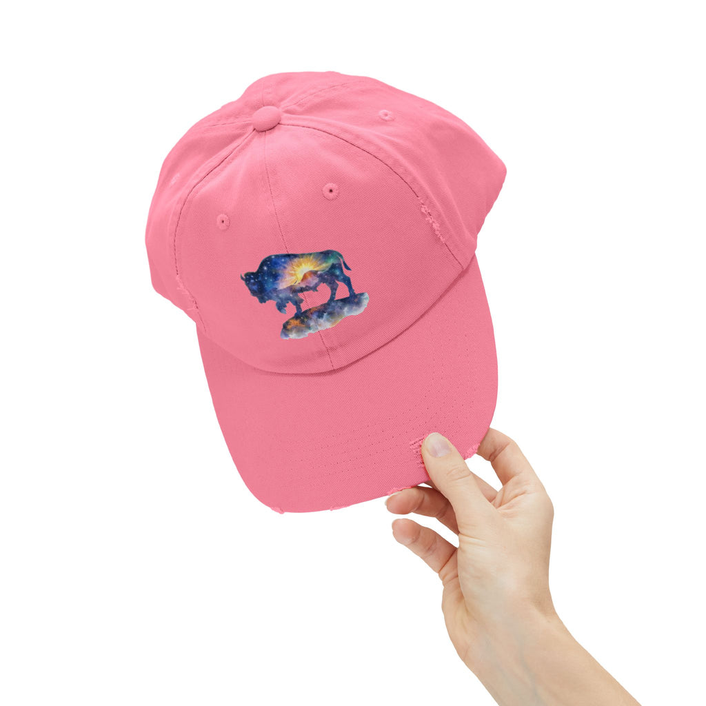 Distressed Bison Hat — Galaxy Sky Bison Cap