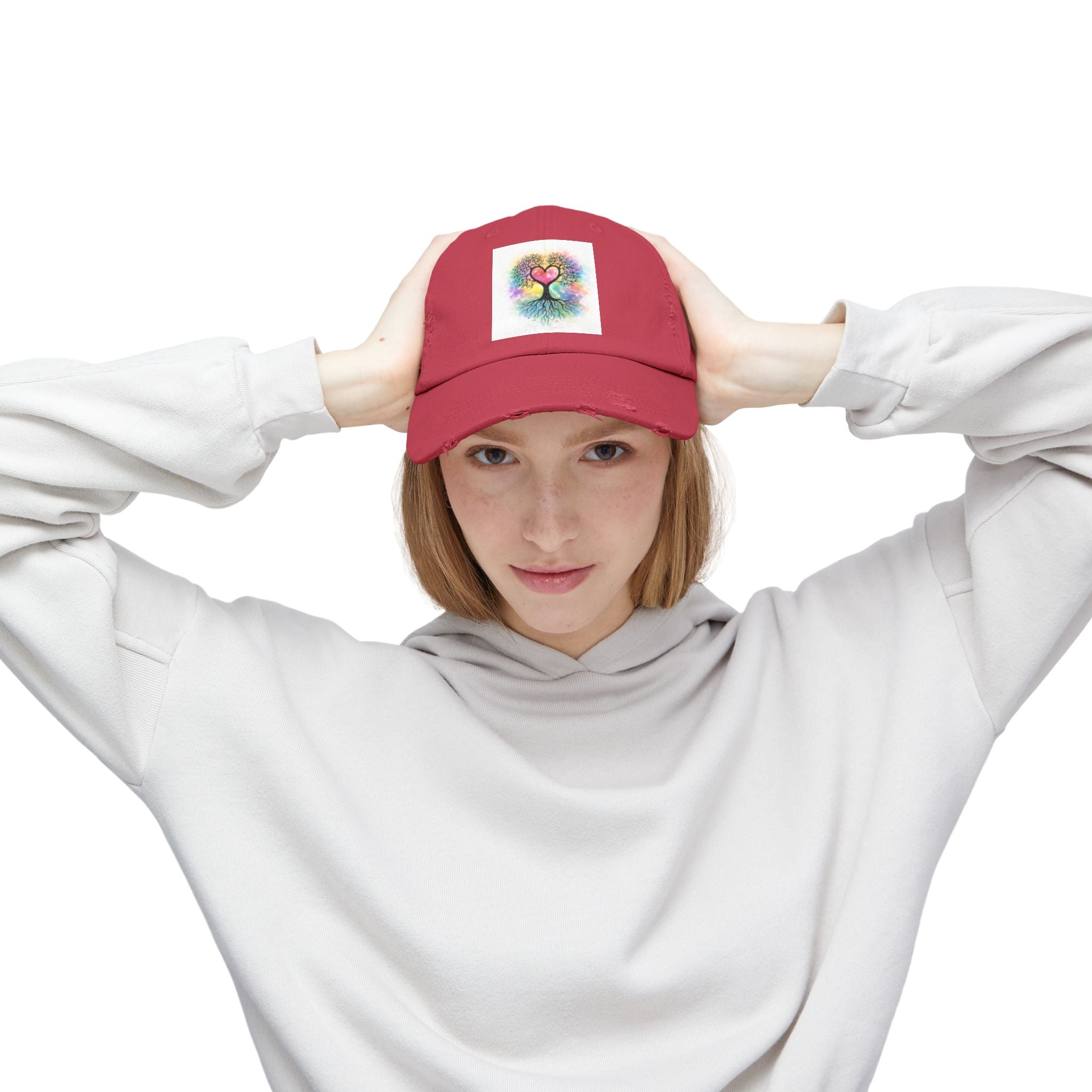 Water color Tree of Life Distressed Hat