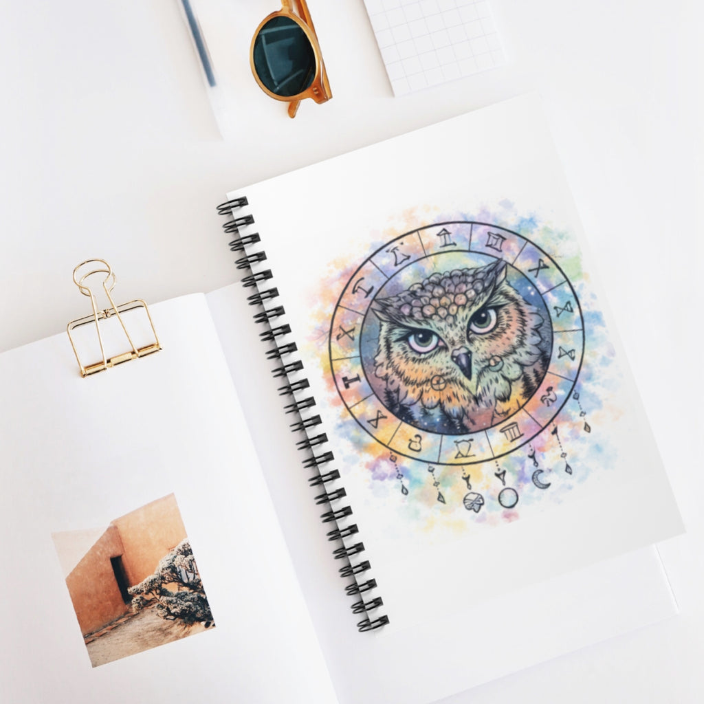 Owl Zodiac Dreamcatcher Spiral Notebook — Ruled Journal for Astrology Lovers