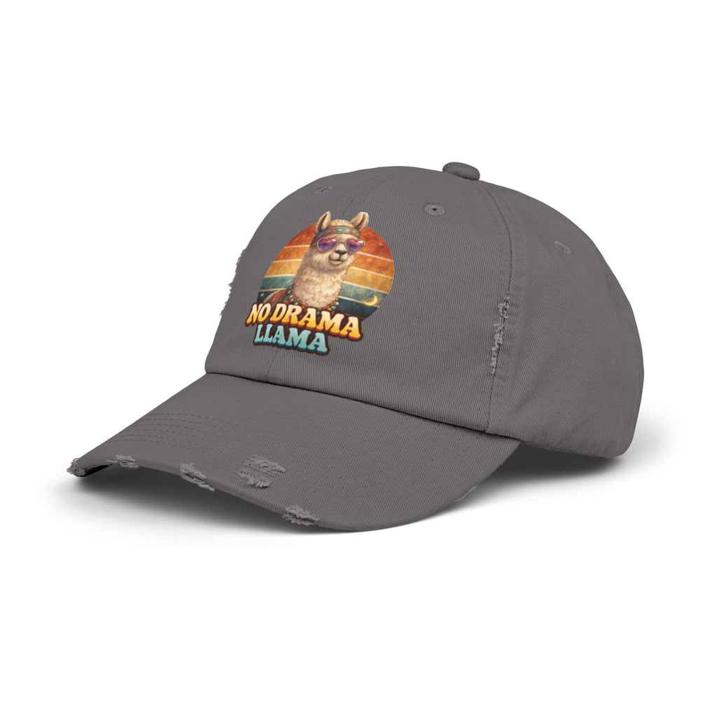 No Drama Llama Distressed Cap — Retro Llama Vintage Baseball Hat
