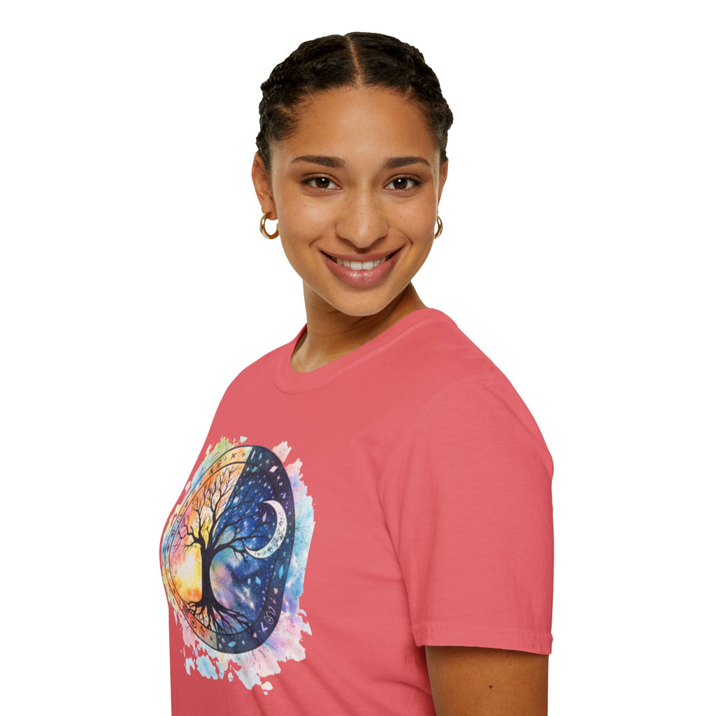 Tree of Life Yin Yang T-Shirt — Watercolor Sun & Moon Graphic Tee