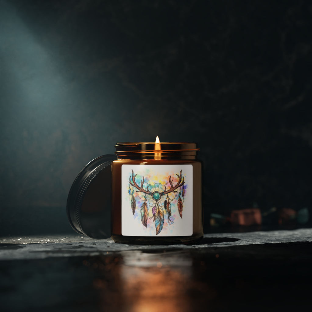 Dreamcatcher Antler Soy Candle — Amber Jar Scented Candle