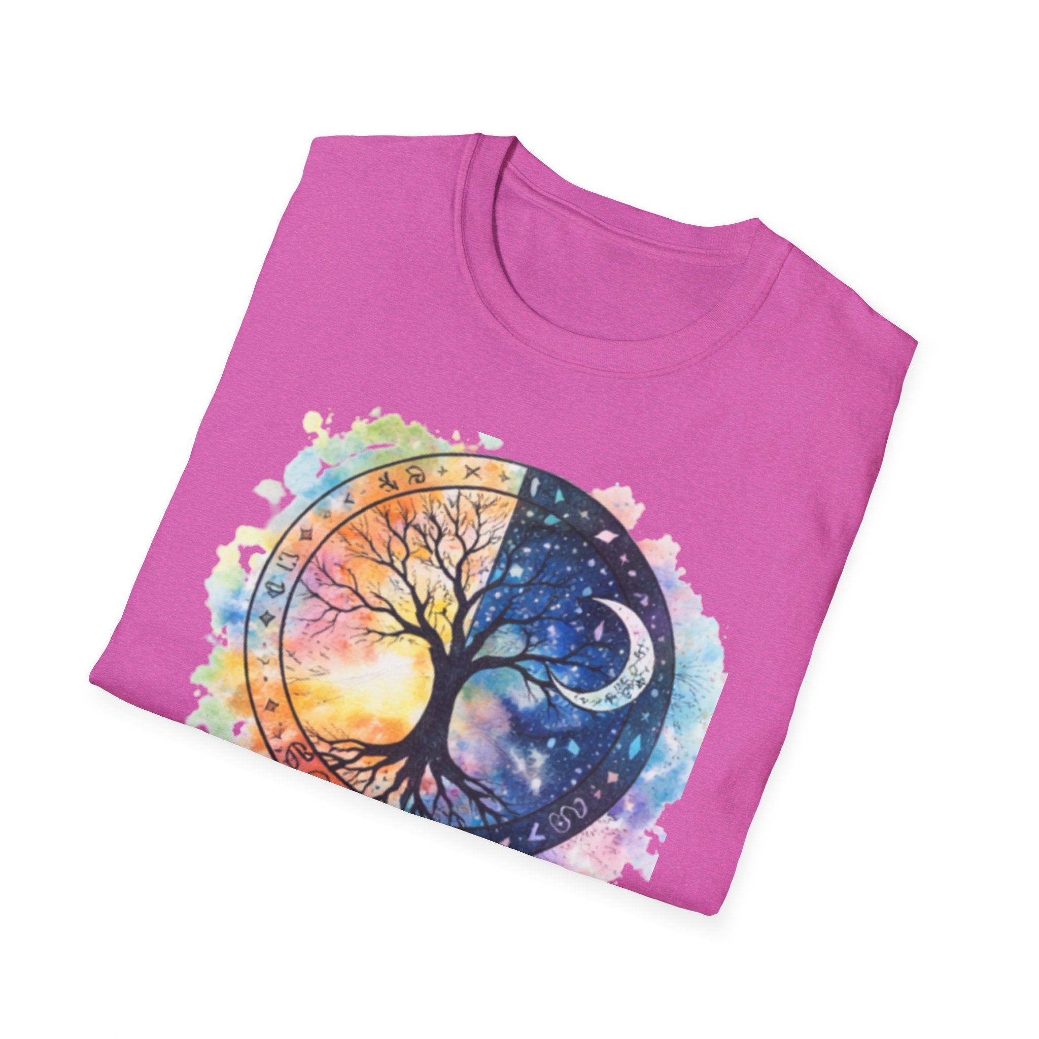 Tree of Life Yin Yang T-Shirt — Watercolor Sun & Moon Graphic Tee