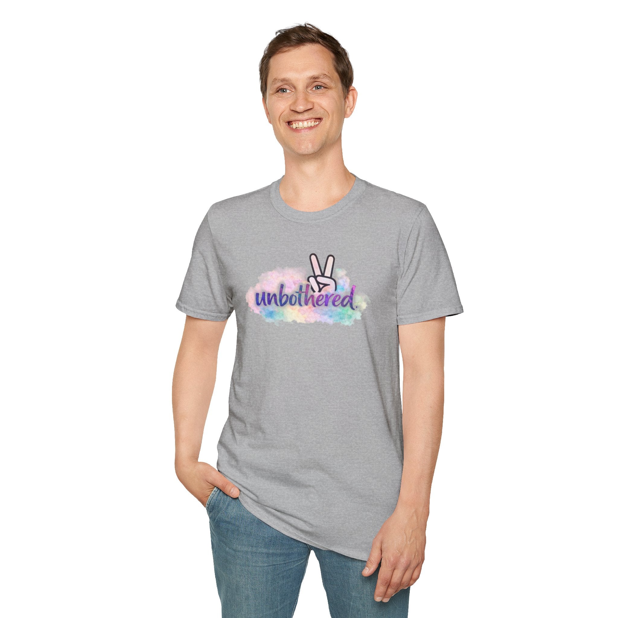 Unbothered Peace Sign T‑Shirt — Colorful Watercolor Graphic Tee