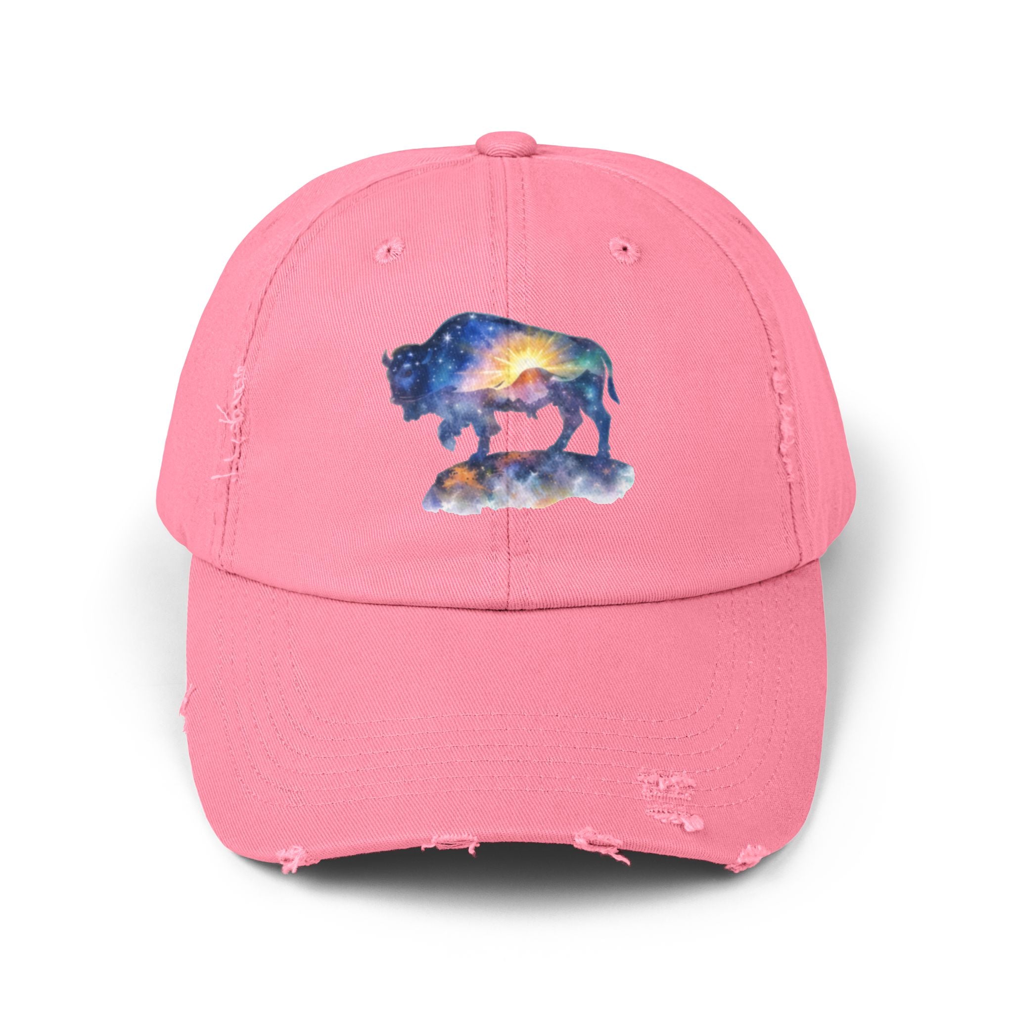 Distressed Bison Hat — Galaxy Sky Bison Cap