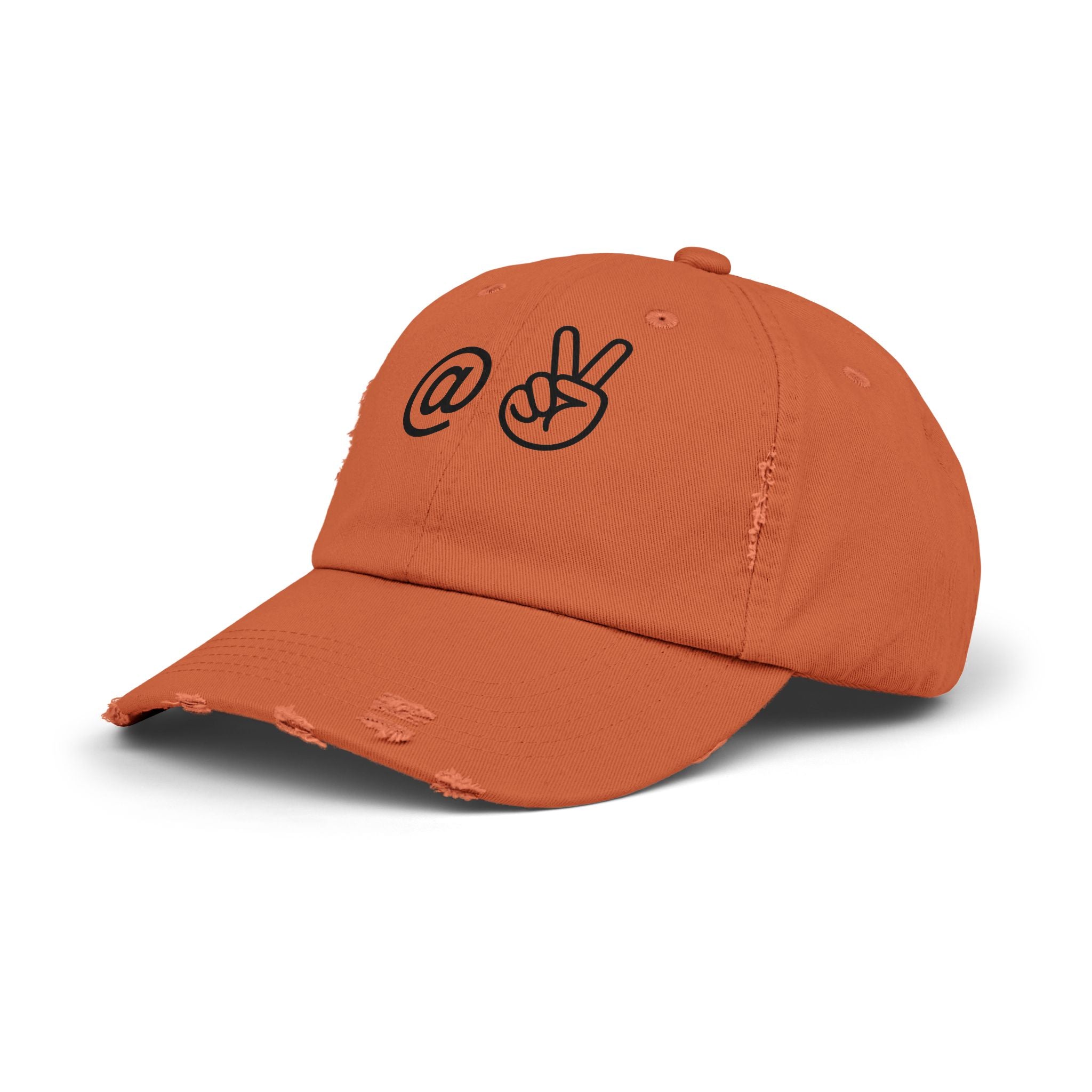 Distressed Embroidered "@ Peace" Cap