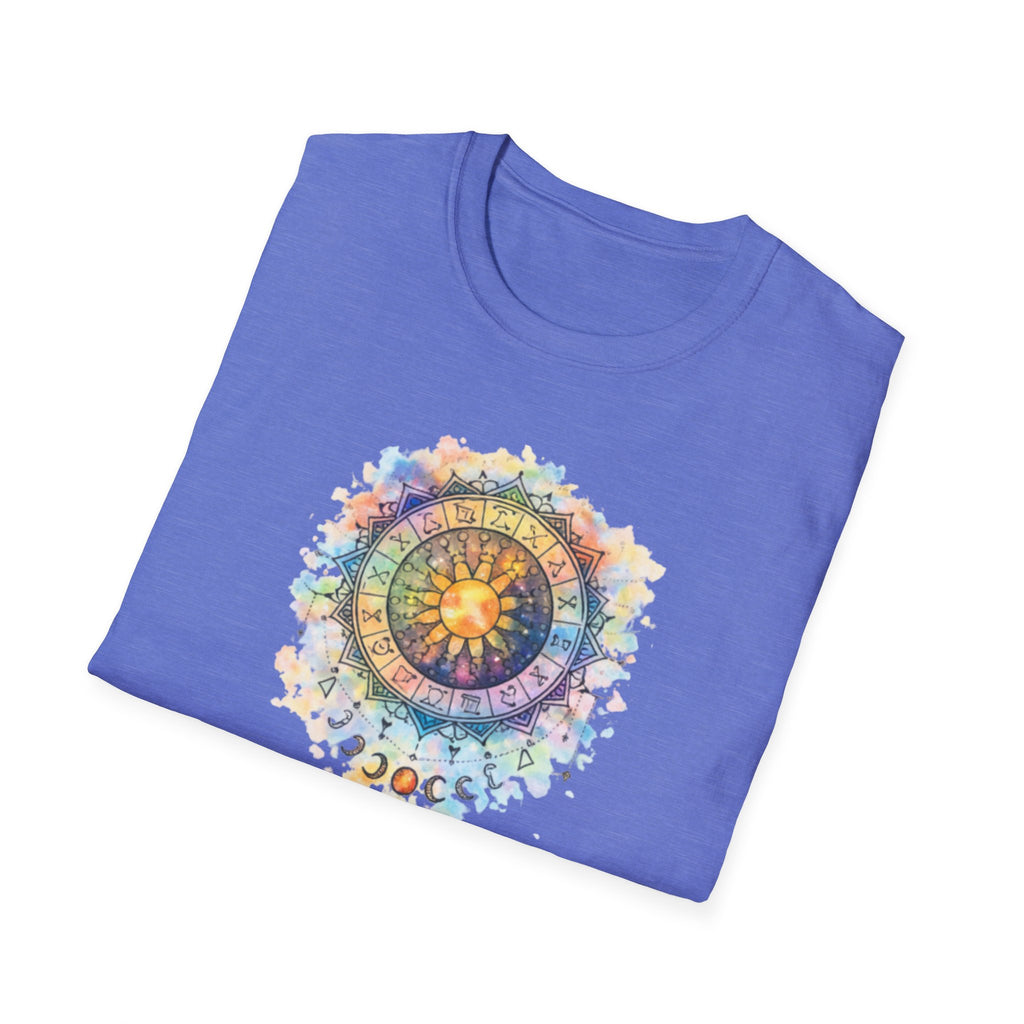Sun & Moon Zodiac T-Shirt — Watercolor Astrological Mandala Tee
