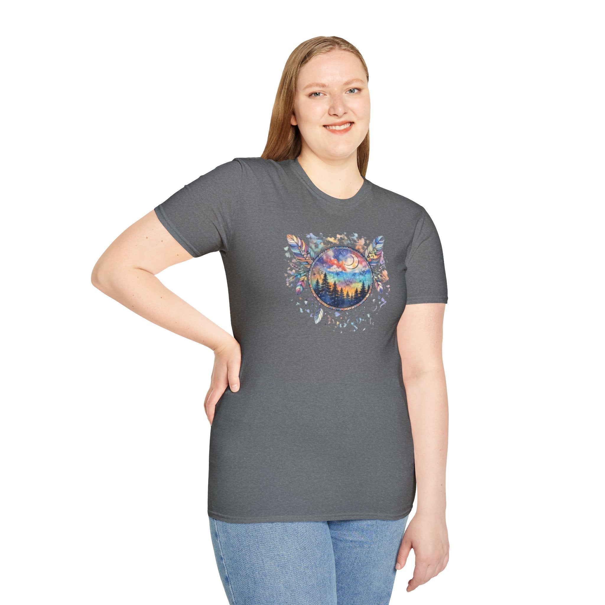 Watercolor Dreamcatcher Sunset T-Shirt — Boho Spiritual Tee