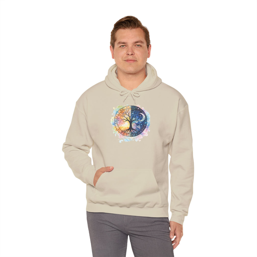 Yin Yang Tree Of Life Hoodie — Colorful Sun & Moon Spiritual Pullover