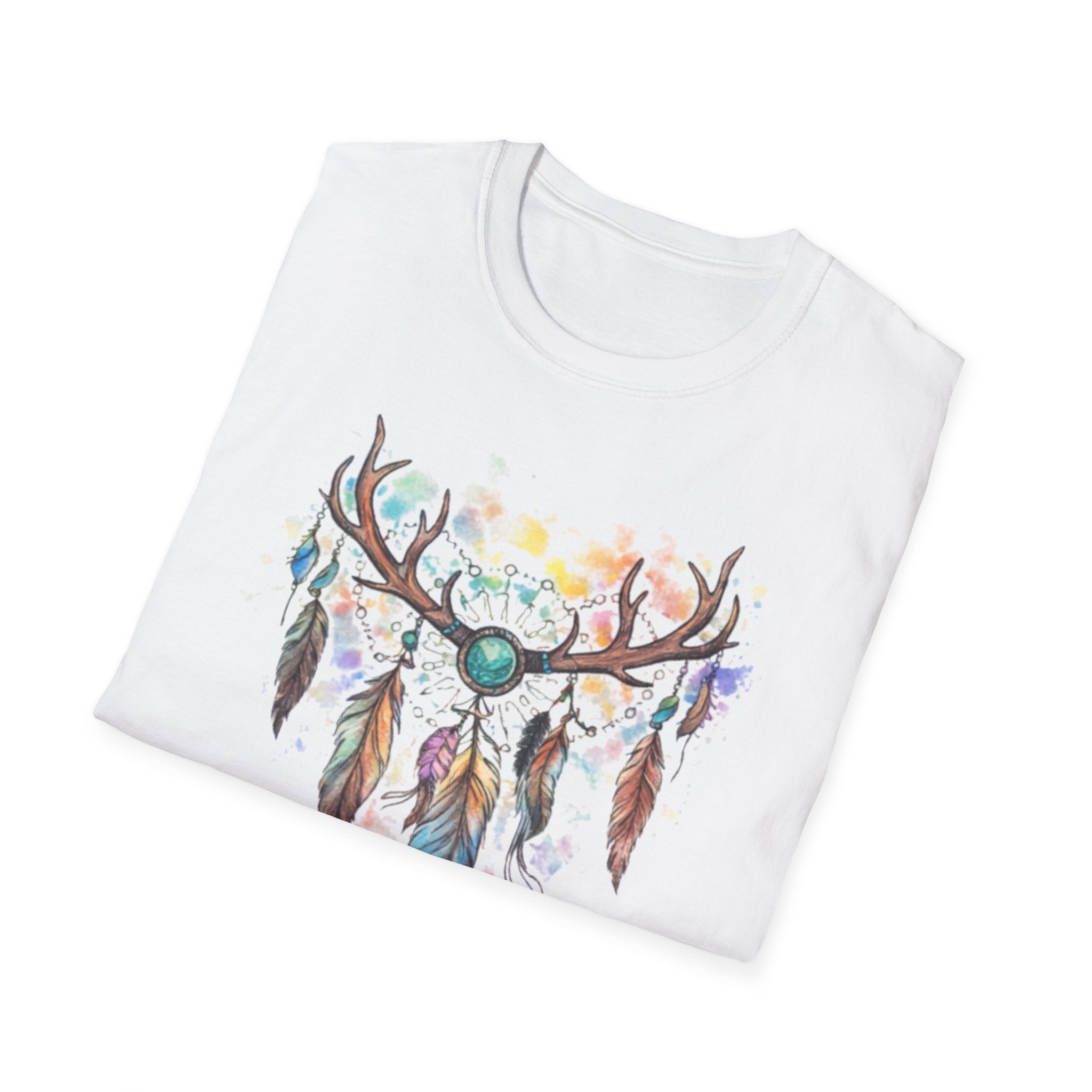 Boho Antler Dreamcatcher Watercolor T-Shirt
