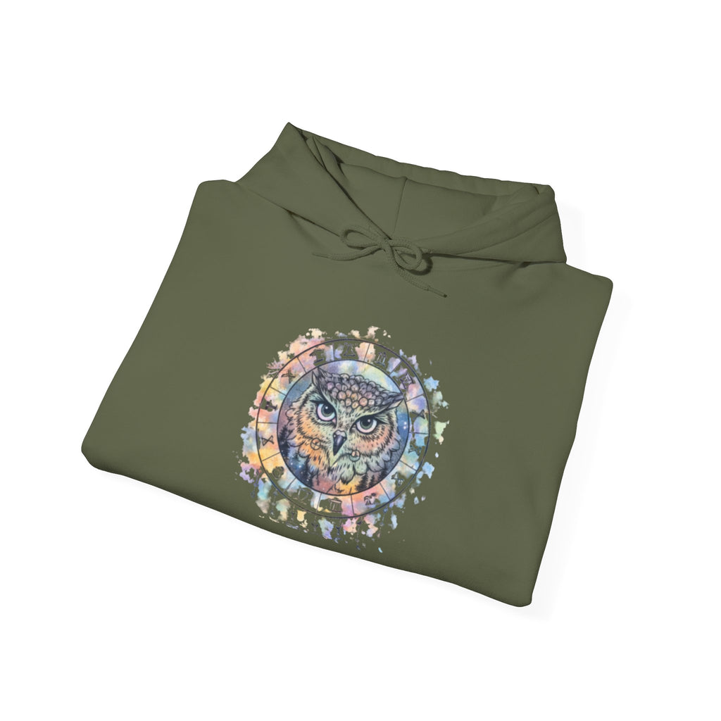 Owl Mandala Hoodie — Colorful Spiritual Owl Graphic Sweatshirt