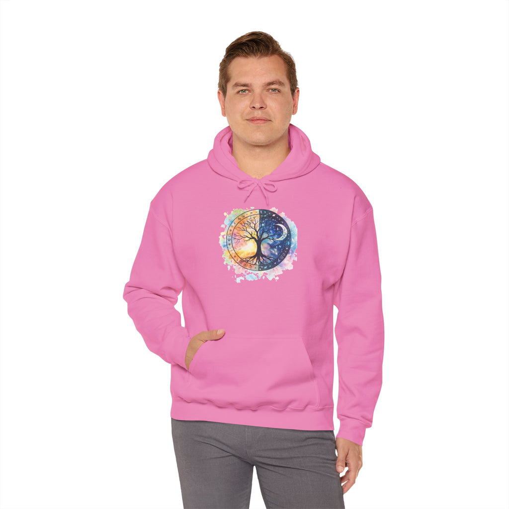 Yin Yang Tree Of Life Hoodie — Colorful Sun & Moon Spiritual Pullover