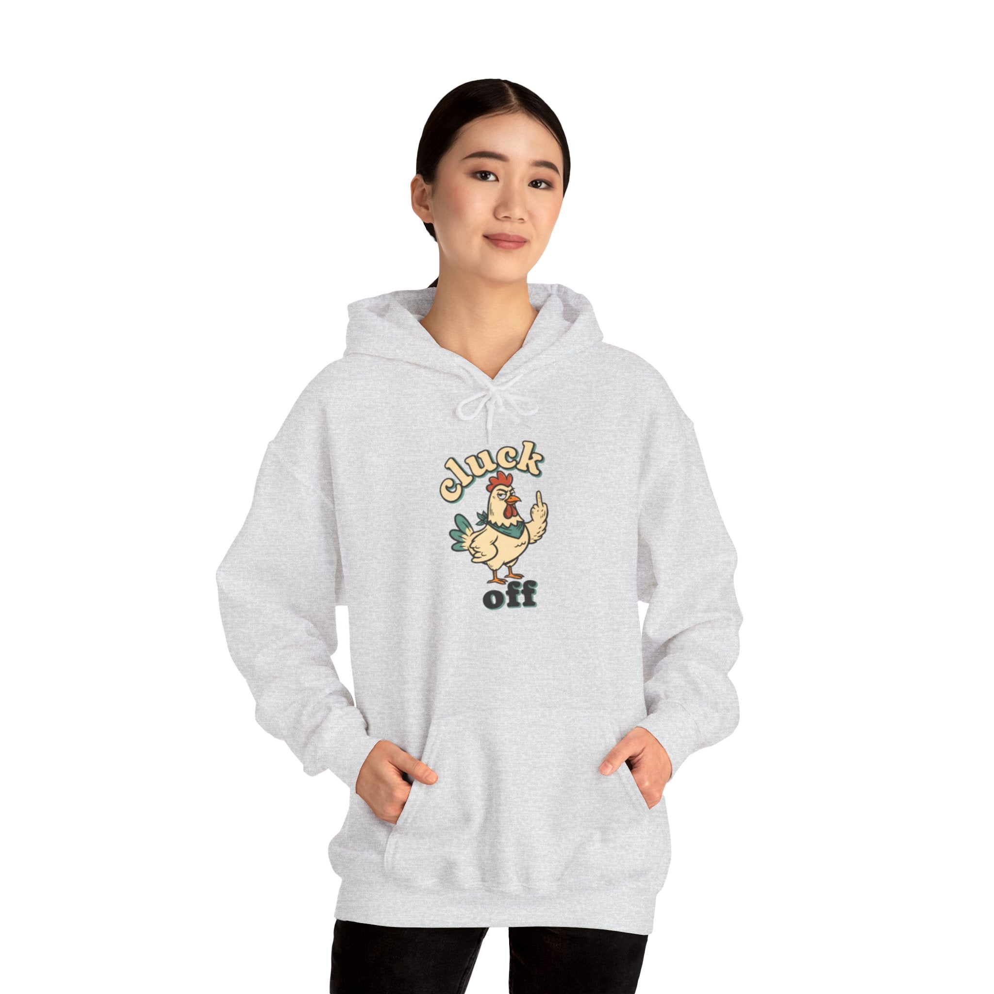 'Cluck Off' Chicken Hoodie – Funny Retro Farm Animal Pullover