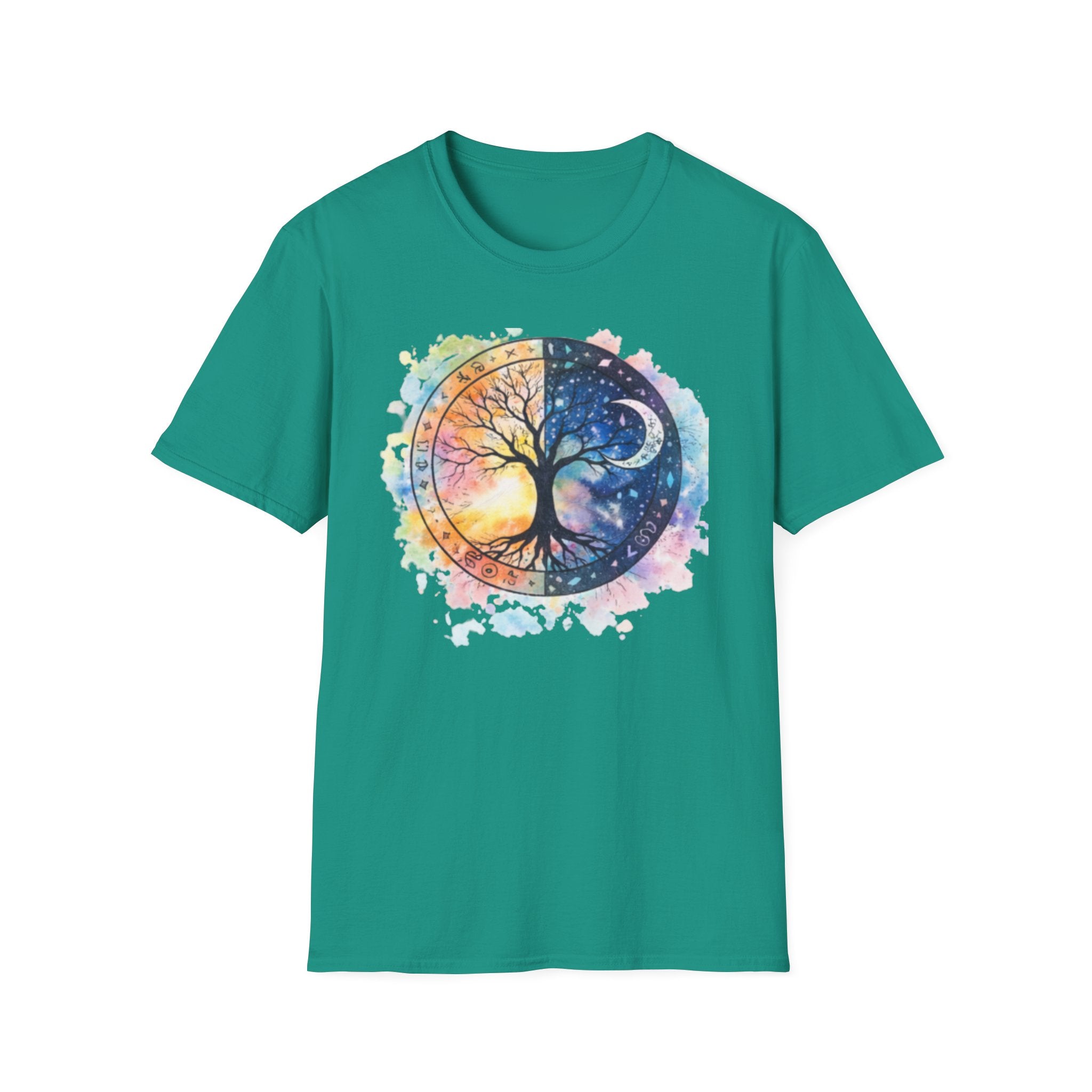 Tree of Life Yin Yang T-Shirt — Watercolor Sun & Moon Graphic Tee