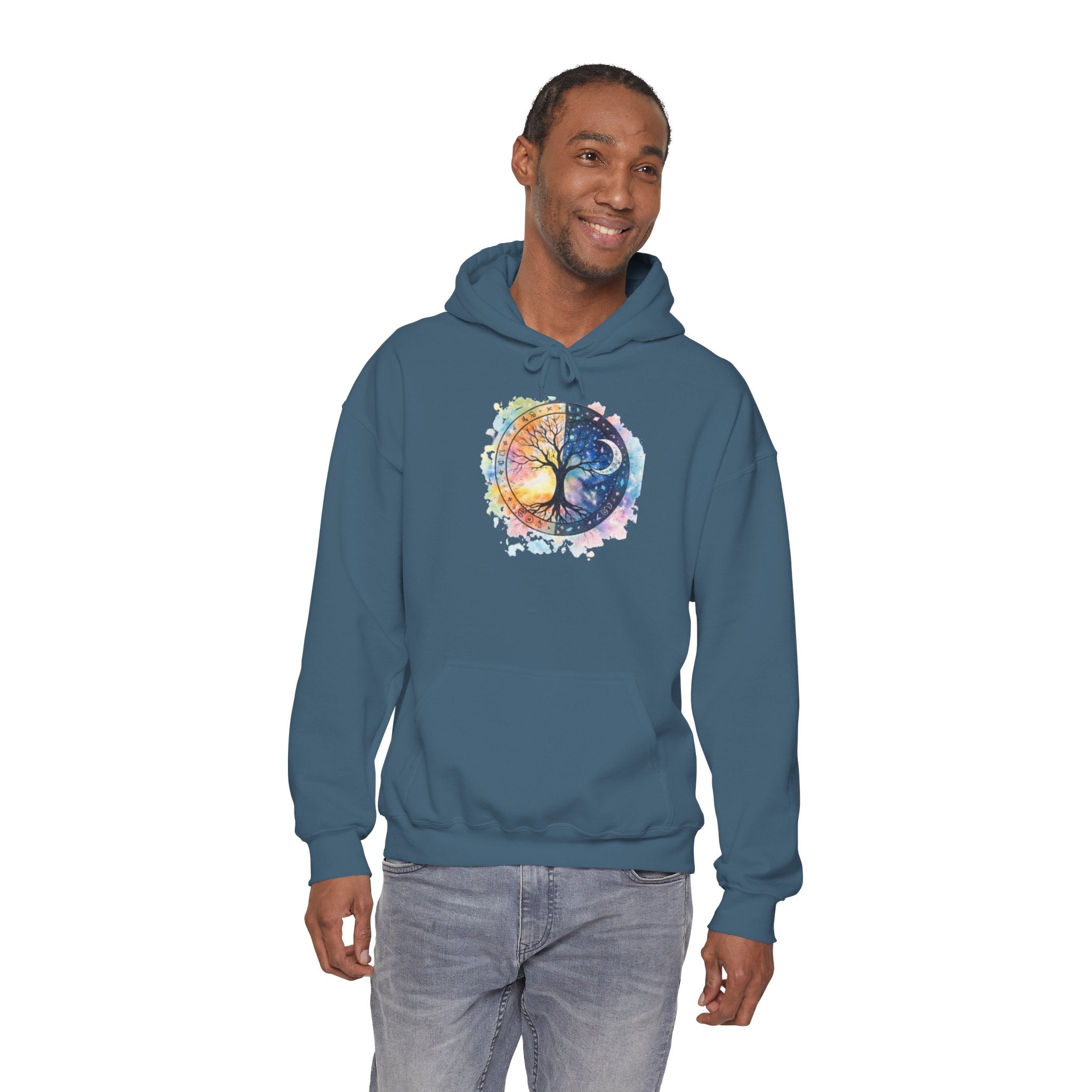 Yin Yang Tree Of Life Hoodie — Colorful Sun & Moon Spiritual Pullover