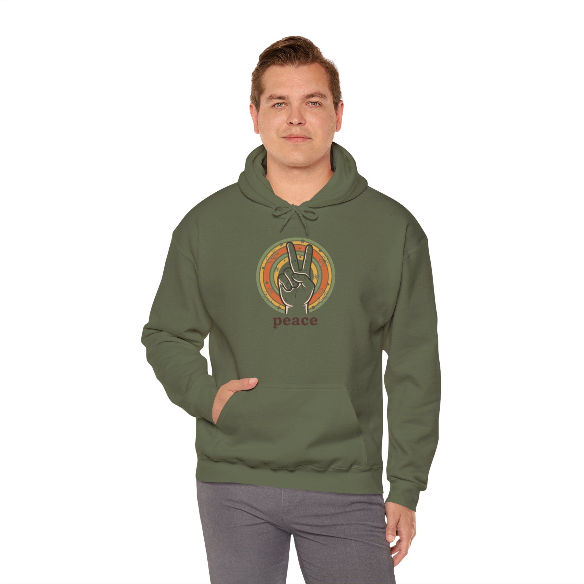 Peace Sign Hoodie — Retro Vibe Peace Hand Graphic Sweatshirt