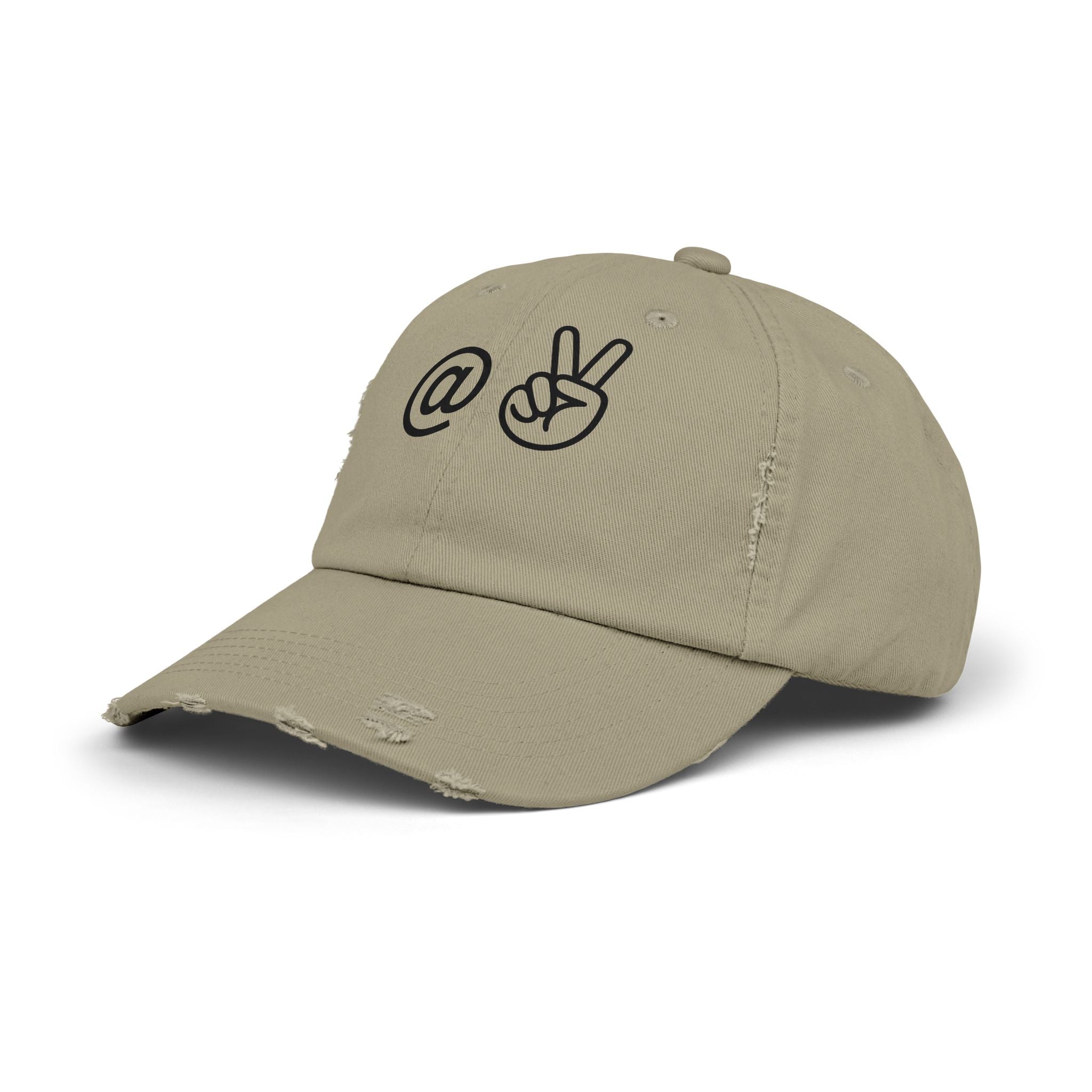 Distressed Embroidered "@ Peace" Cap