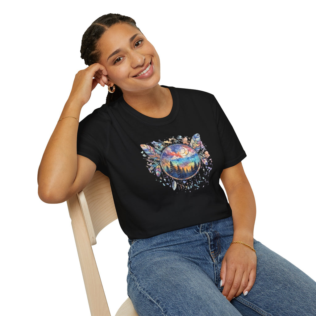 Watercolor Dreamcatcher Sunset T-Shirt — Boho Spiritual Tee