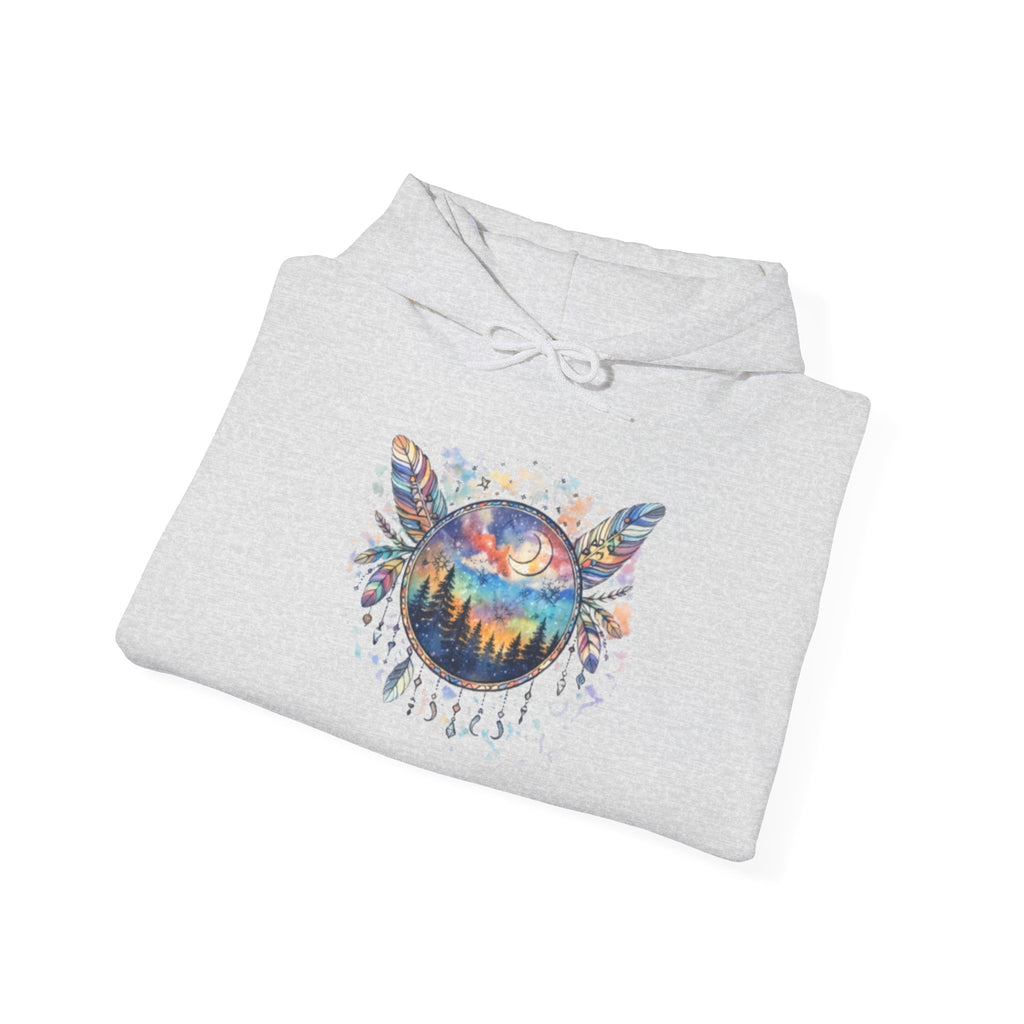 Nature Dreamcatcher Hoodie — Colorful Mountain Sunset Graphic