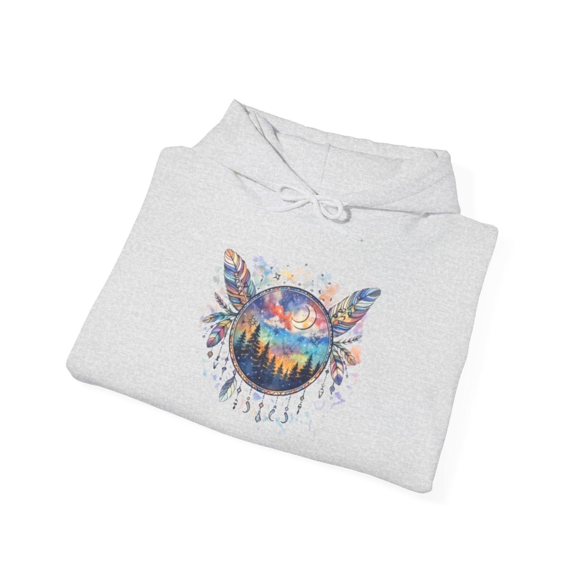 Nature Dreamcatcher Hoodie — Colorful Mountain Sunset Graphic