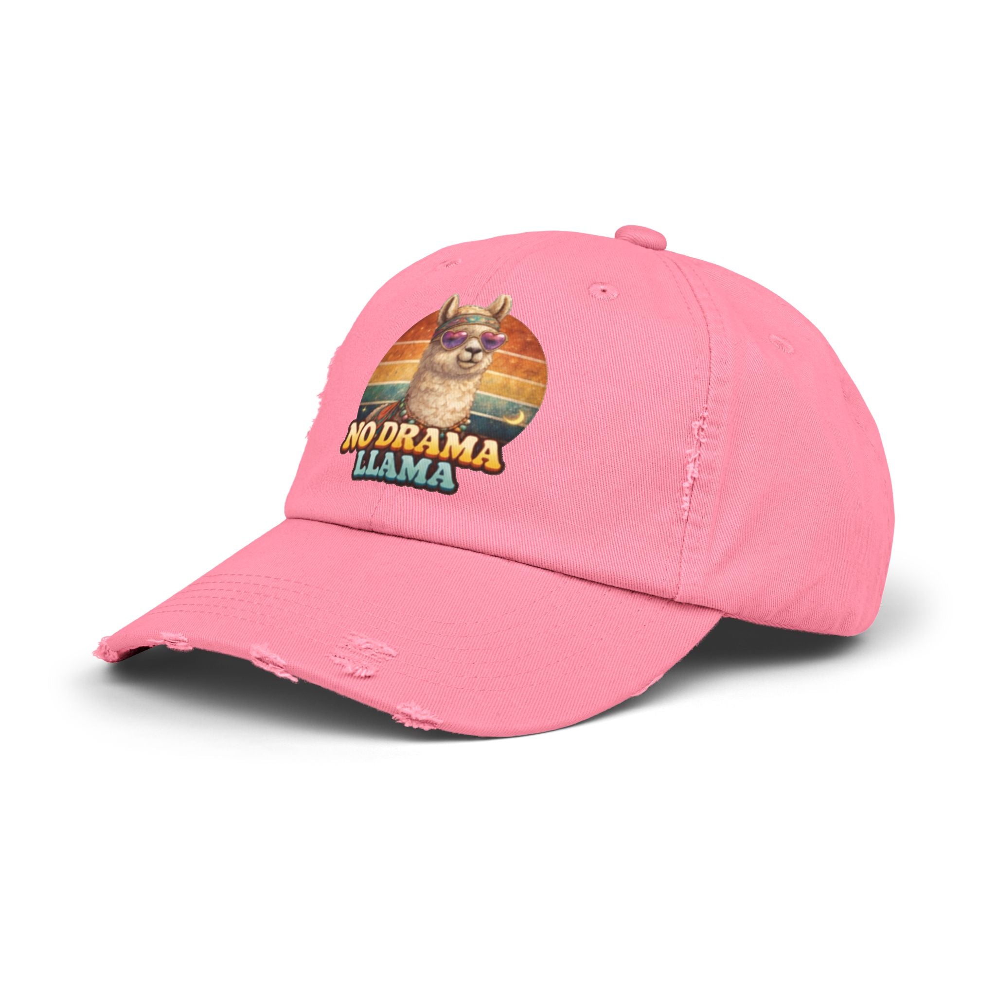 No Drama Llama Distressed Cap — Retro Llama Vintage Baseball Hat