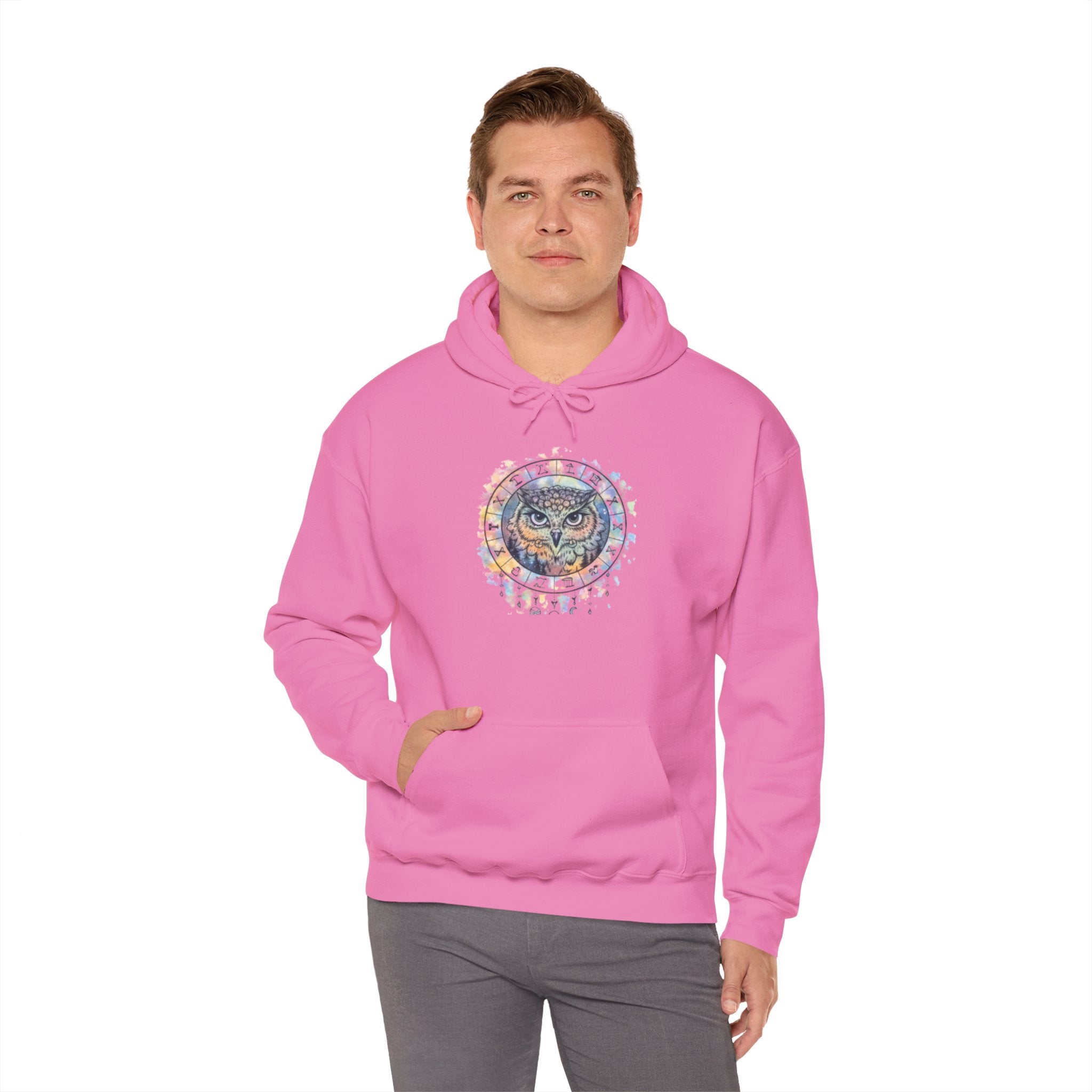 Owl Mandala Hoodie — Colorful Spiritual Owl Graphic Sweatshirt