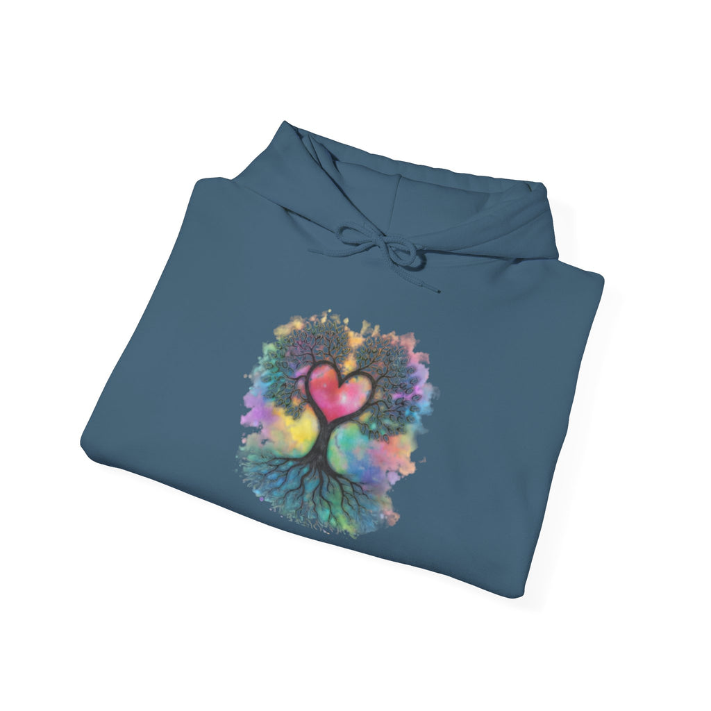 Rainbow Heart Tree Hoodie — Vibrant Spiritual Love Pullover