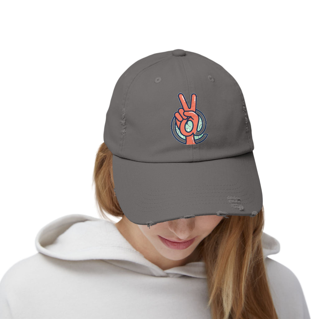 Peace Hand Distressed Cap — Vintage Peace Sign Baseball Hat