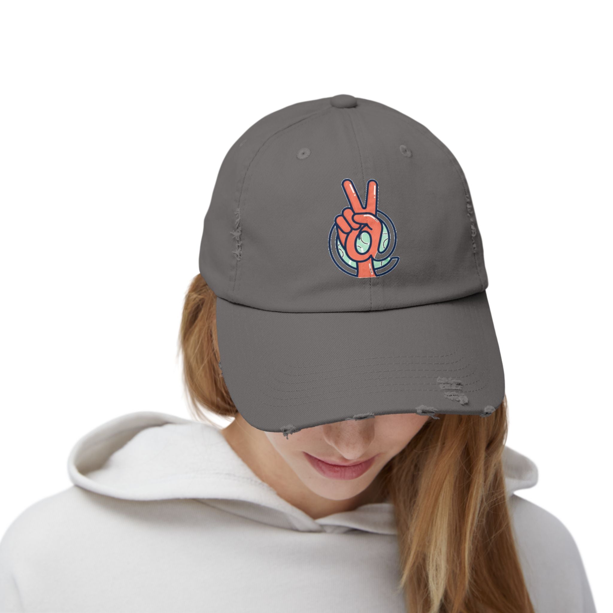 Peace Hand Distressed Cap — Vintage Peace Sign Baseball Hat
