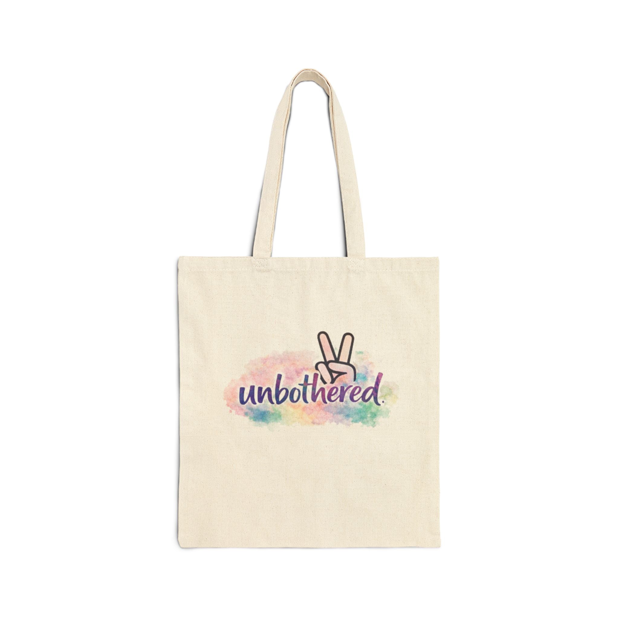 Unbothered Peace Sign Canvas Tote — Cotton Grocery & Everyday Bag