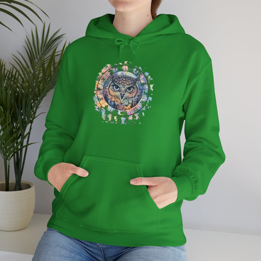 Owl Mandala Hoodie — Colorful Spiritual Owl Graphic Sweatshirt