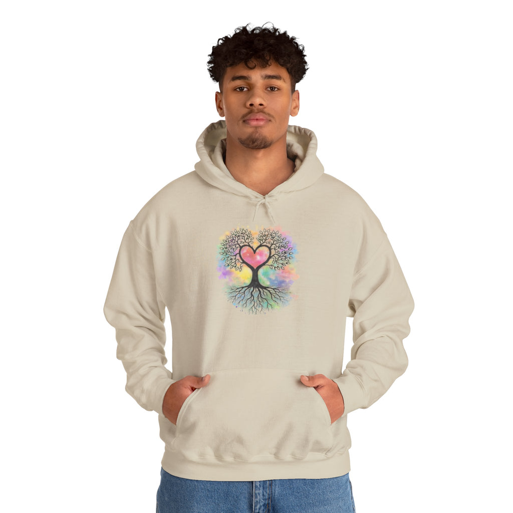 Rainbow Heart Tree Hoodie — Vibrant Spiritual Love Pullover