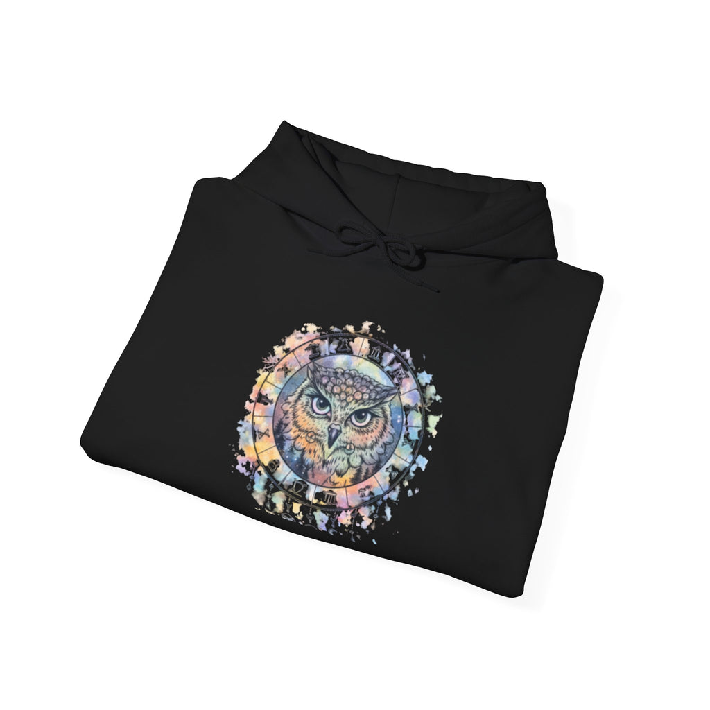 Owl Mandala Hoodie — Colorful Spiritual Owl Graphic Sweatshirt