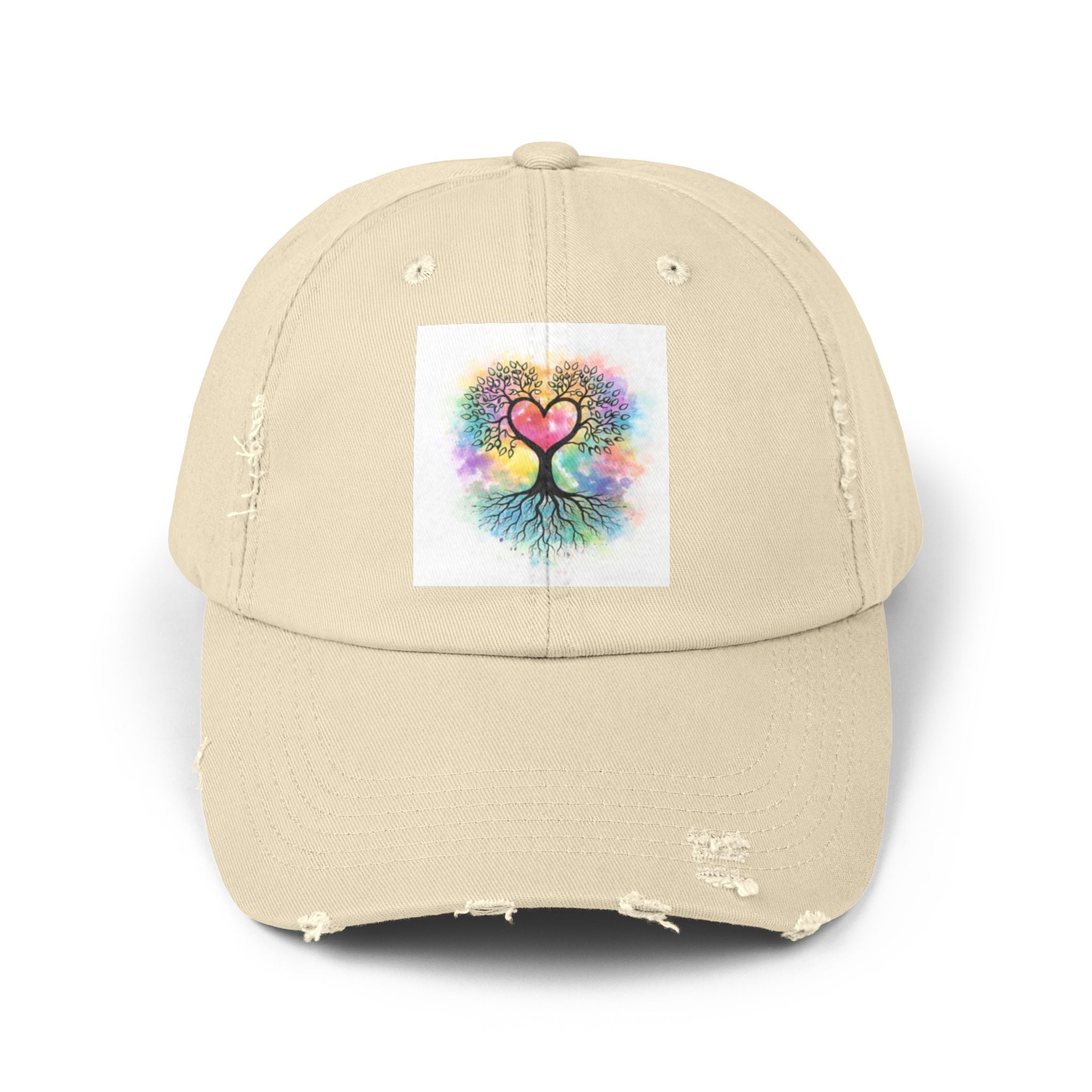 Water color Tree of Life Distressed Hat