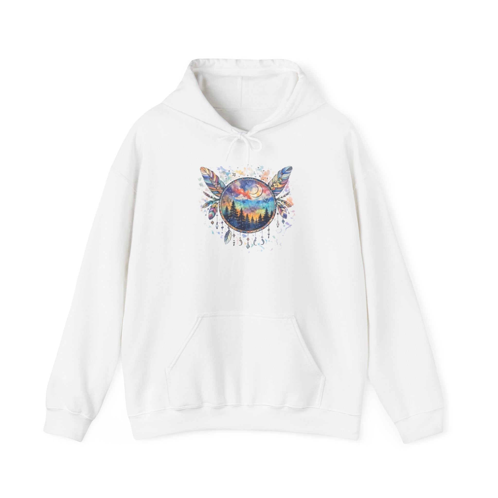 Nature Dreamcatcher Hoodie — Colorful Mountain Sunset Graphic