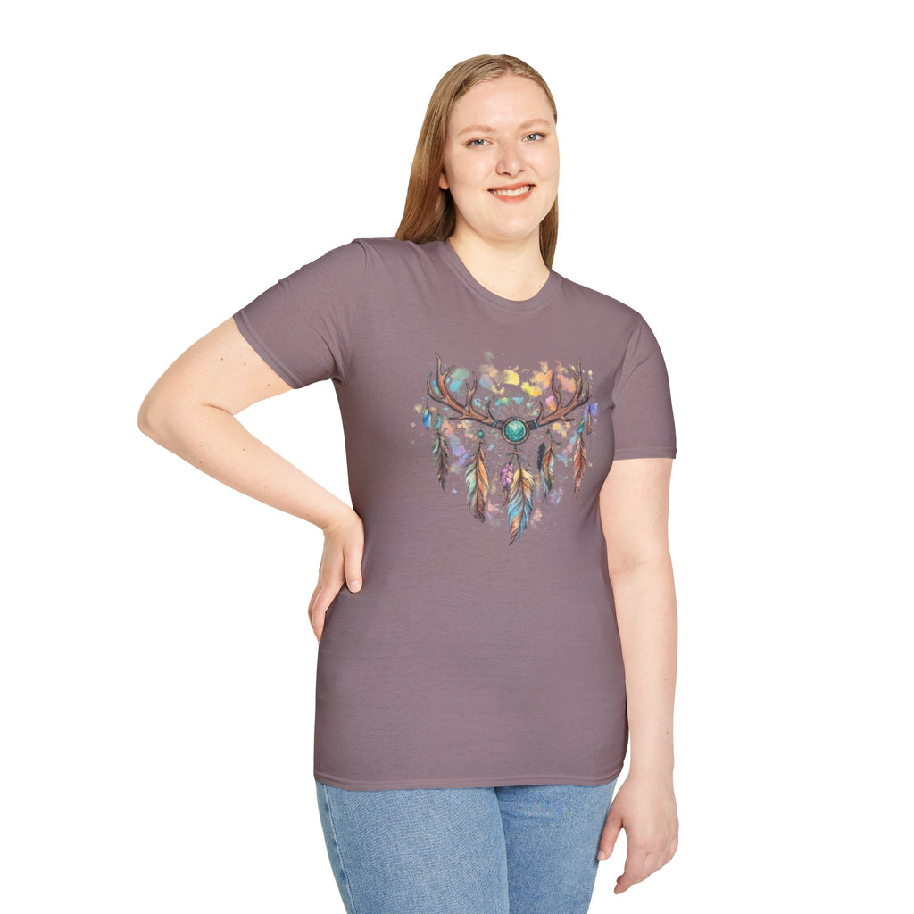 Boho Antler Dreamcatcher Watercolor T-Shirt