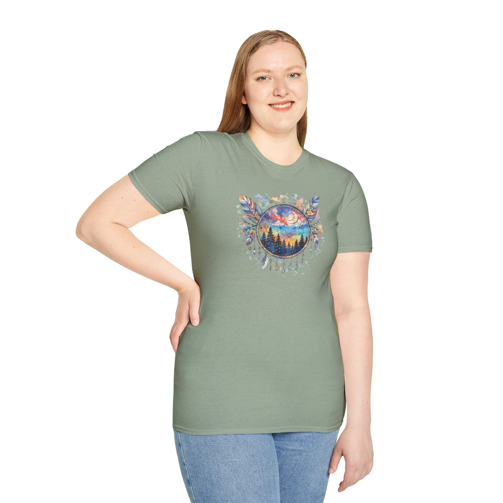 Watercolor Dreamcatcher Sunset T-Shirt — Boho Spiritual Tee