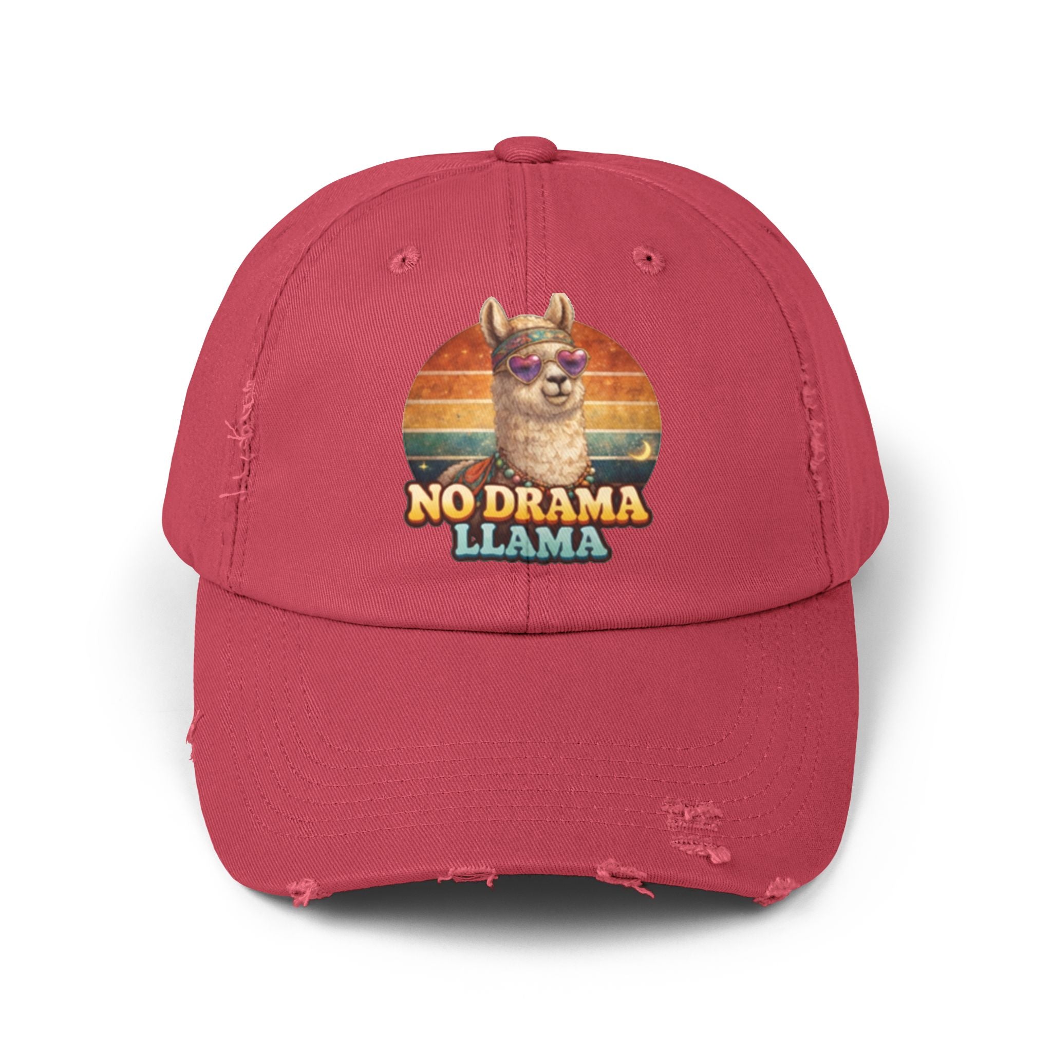 No Drama Llama Distressed Cap — Retro Llama Vintage Baseball Hat