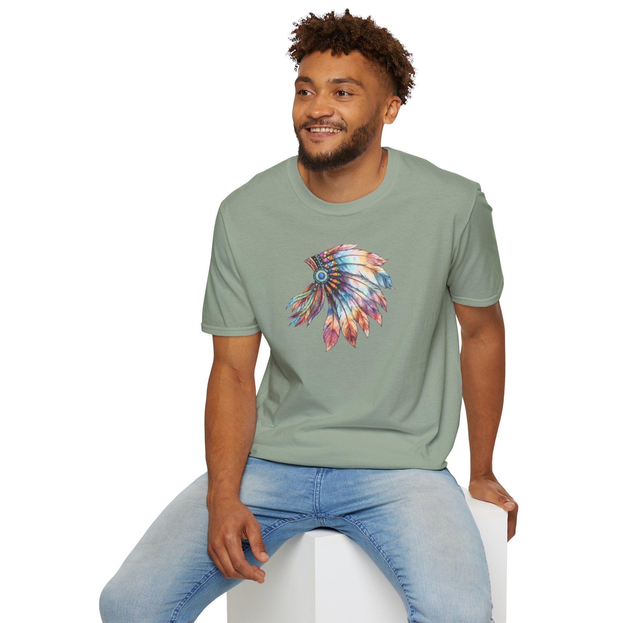 Native American Watercolor Headdress T-Shirt