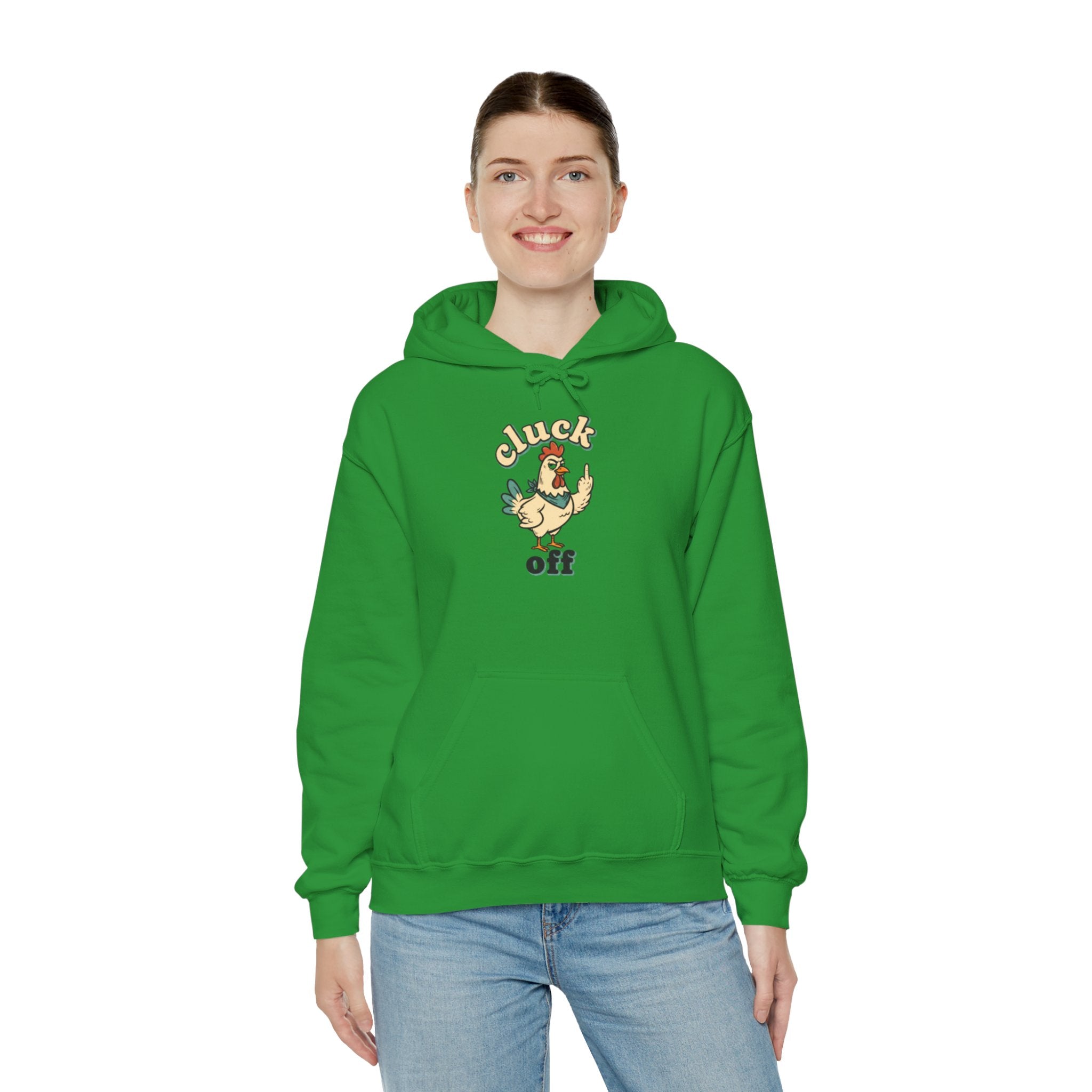 'Cluck Off' Chicken Hoodie – Funny Retro Farm Animal Pullover