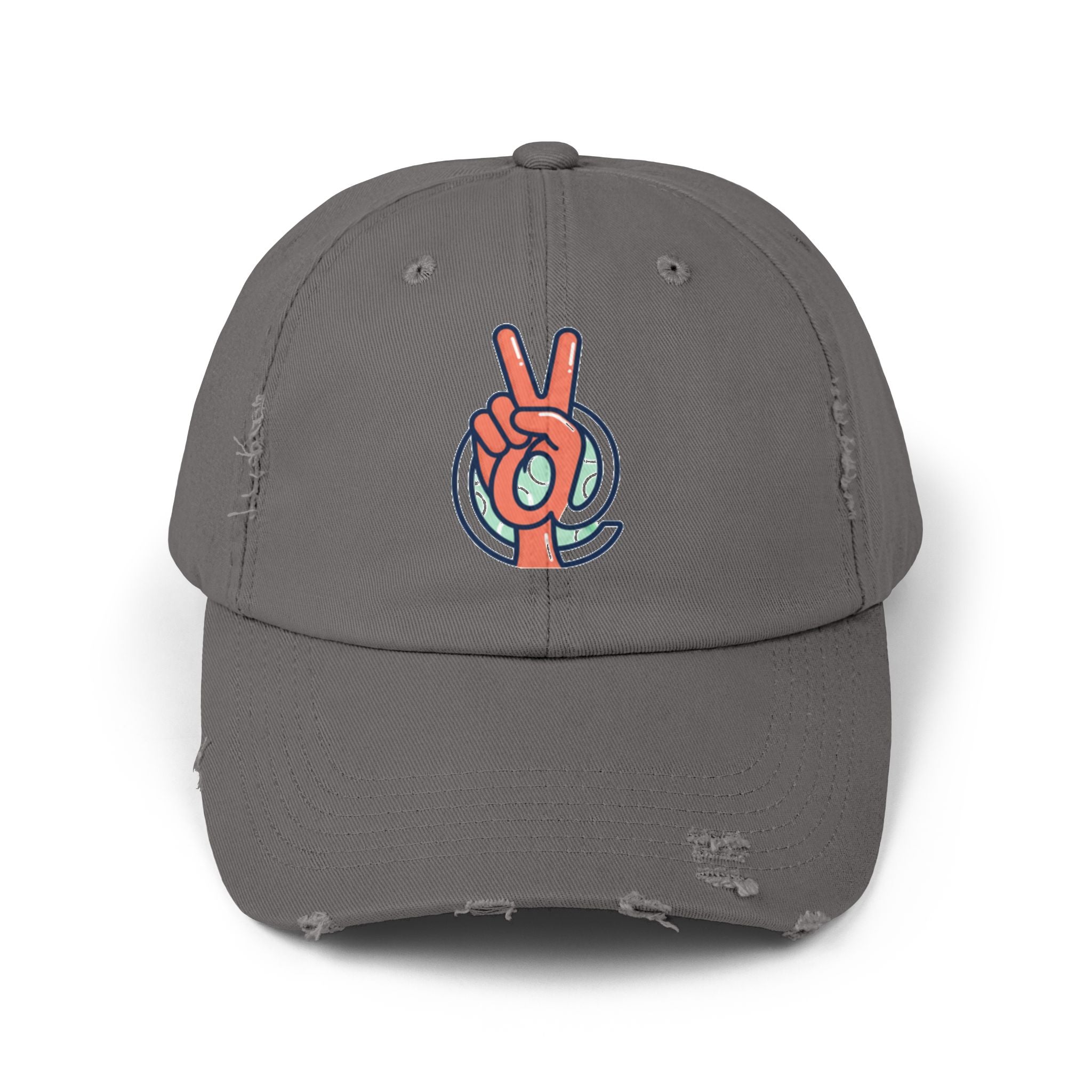 Peace Hand Distressed Cap — Vintage Peace Sign Baseball Hat