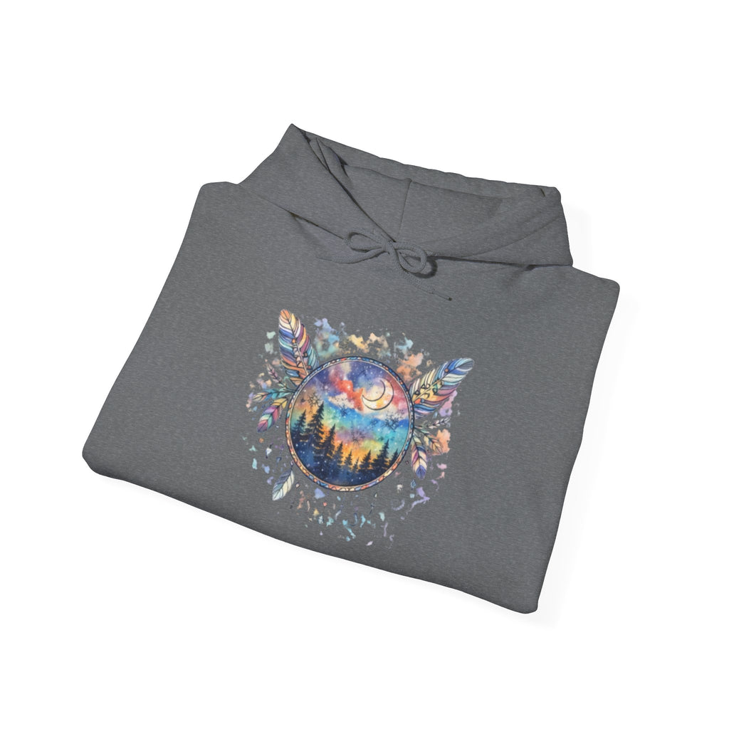 Nature Dreamcatcher Hoodie — Colorful Mountain Sunset Graphic