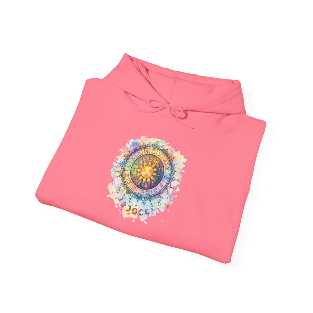 Astrology Compass Hoodie — Boho Tie-Dye Mandala Graphic