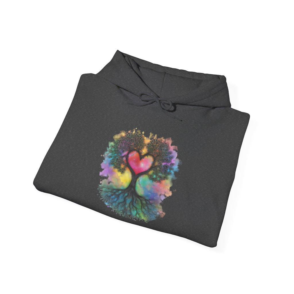 Rainbow Heart Tree Hoodie — Vibrant Spiritual Love Pullover