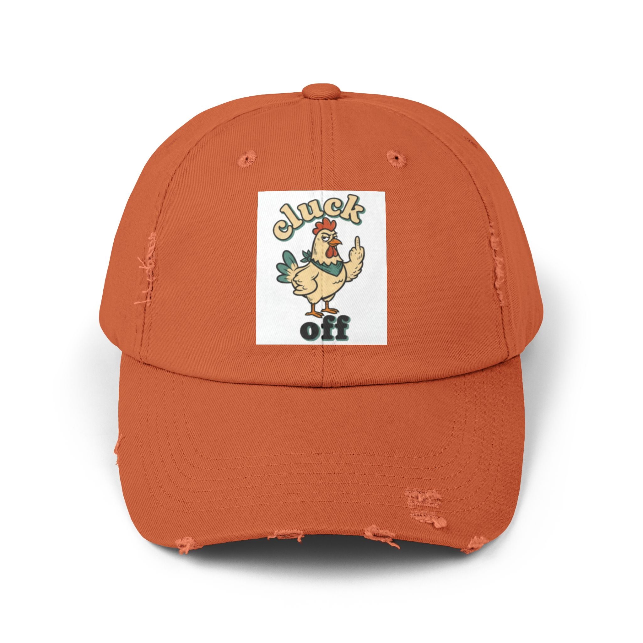 Cluck Off' Retro Rooster Distressed Hat