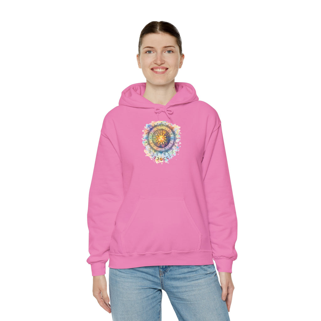 Astrology Compass Hoodie — Boho Tie-Dye Mandala Graphic