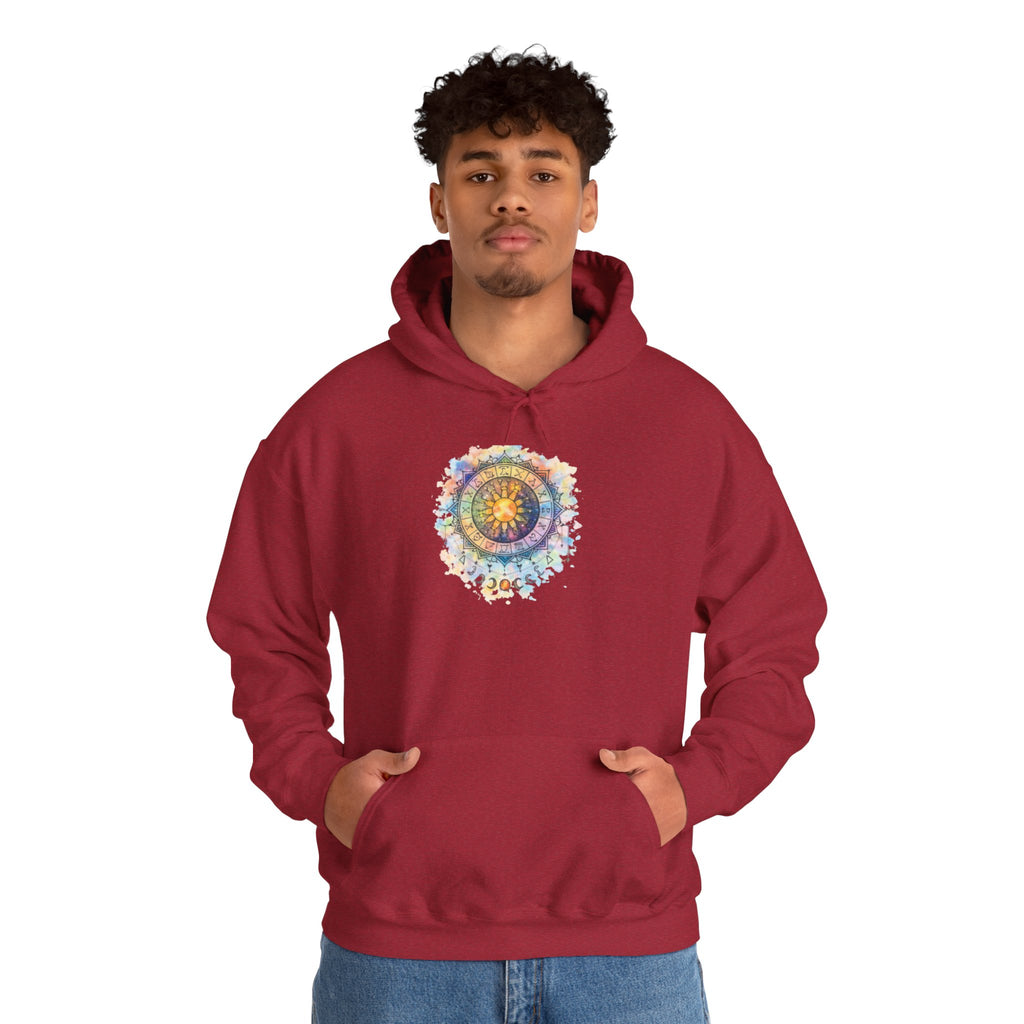Astrology Compass Hoodie — Boho Tie-Dye Mandala Graphic
