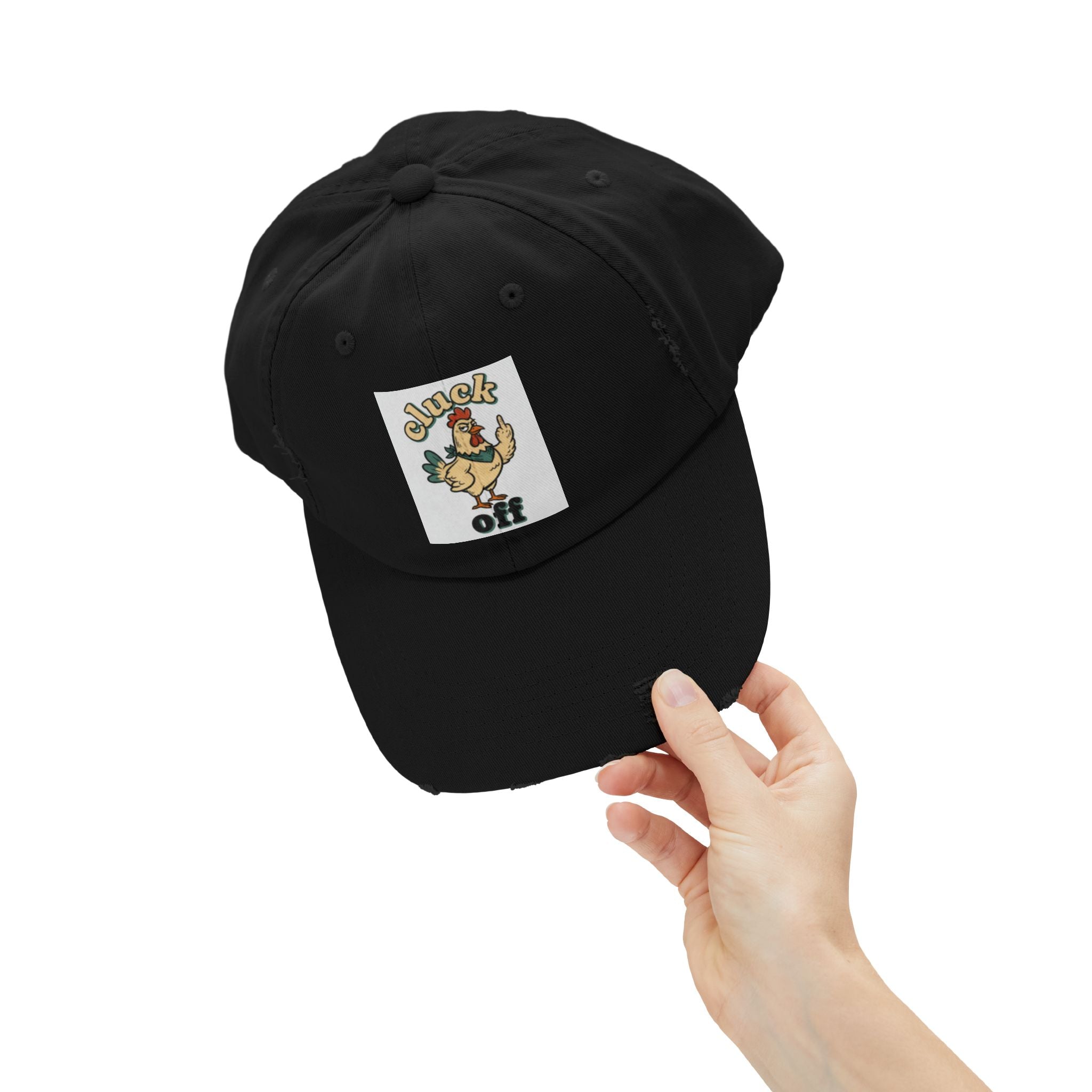 Cluck Off' Retro Rooster Distressed Hat