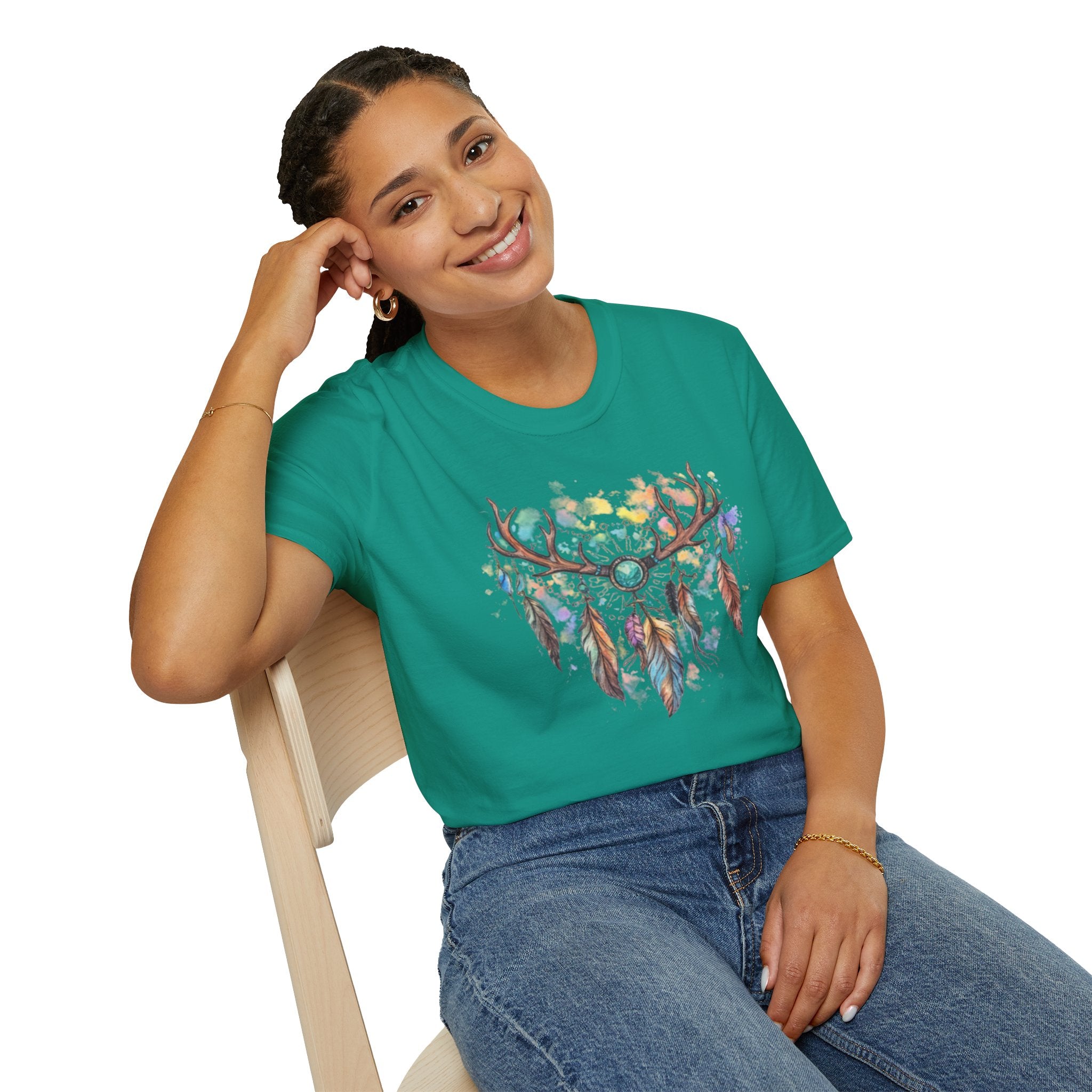Boho Antler Dreamcatcher Watercolor T-Shirt